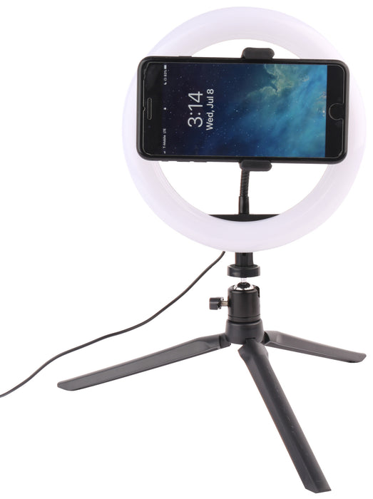 8 inch ring light pro with goose neck rod and phone holder