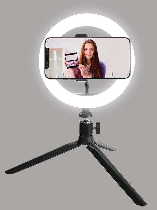 8 inch ring light pro with goose neck rod and phone holder